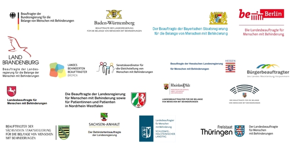 Grafik mit allen Logos der Behindertenbeauftragten von Bund und Länder